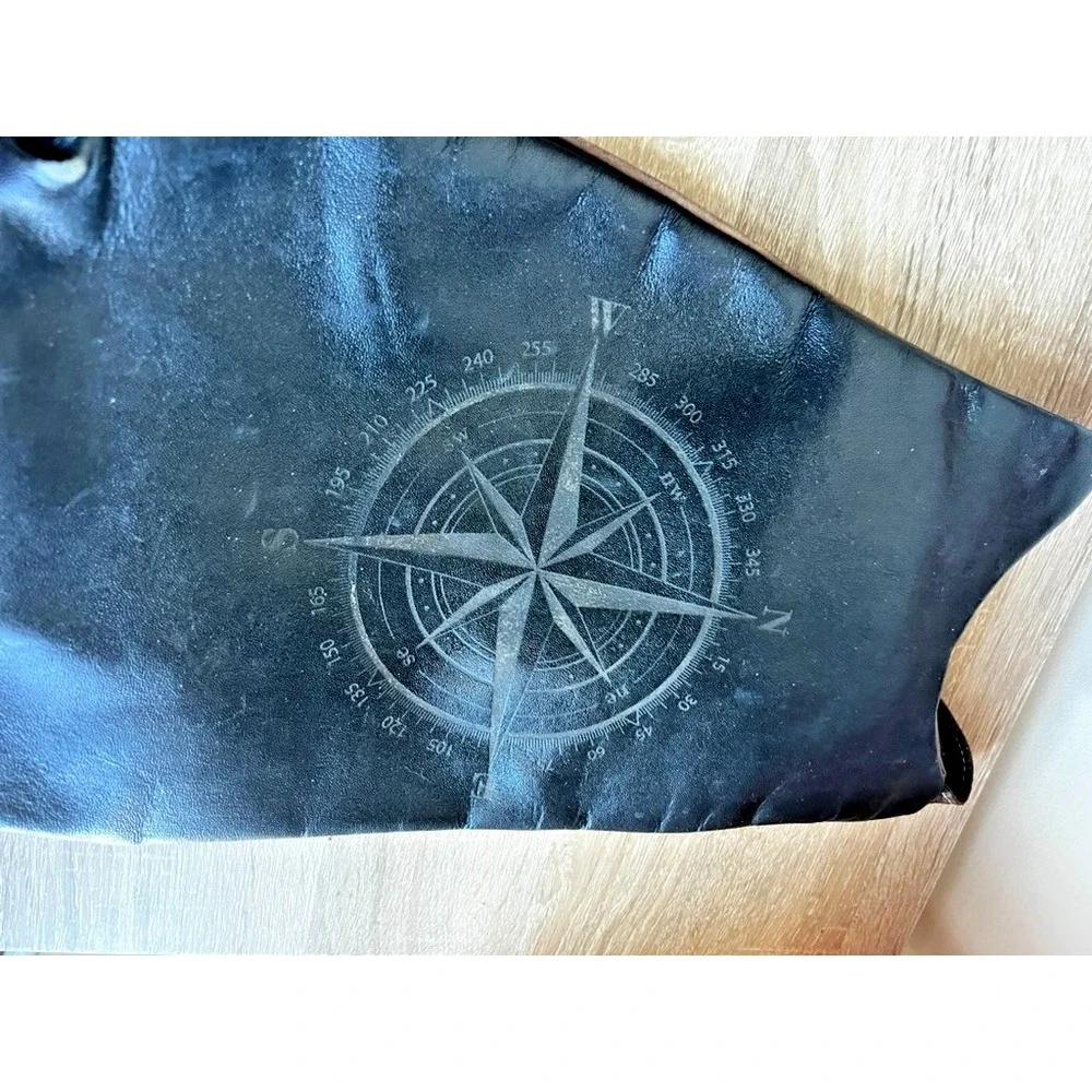 Genuine Rustic Leather Sling Day Backpack Messenger Zipper Pockets‎ Compass